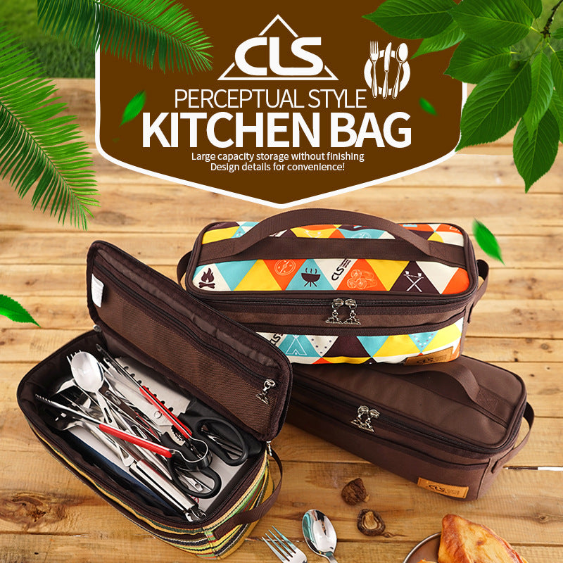 Outdoor Camping Cookware Storage Bag Camping Barbecue Tableware Storage Bag Self-Driving Travel Cosmetic Bag Portable Wash Bag