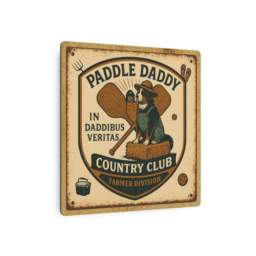 Farmer Division Metal Sign Rustic Barn Decor, Funny Farmhouse Wall Art, Paddle Daddy Country Club Gift for Farmers Tractor Lovers