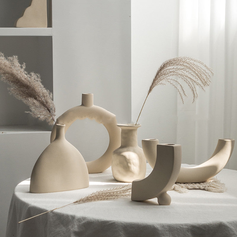 Simplicity Ceramic Vase Dry Flower Arrangement Home Decoration Ornament Living Room Display Art Vases — product image