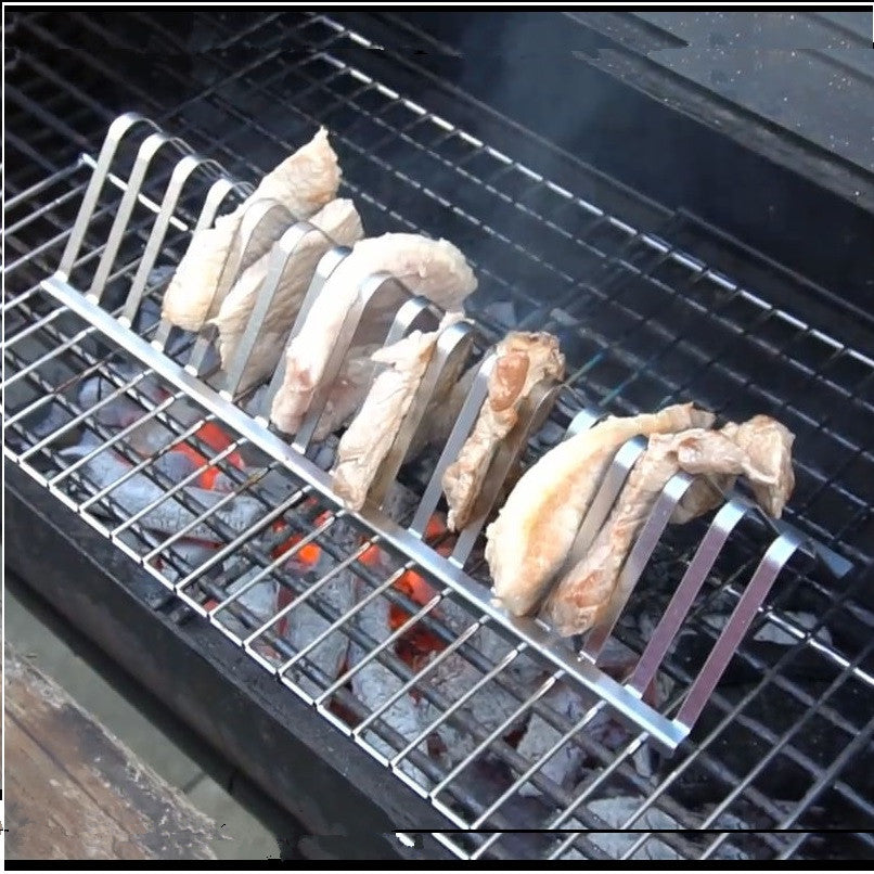 Stainless Steel Barbecue Grill Holder Smoking Rib Racks Grilling BBQ Accessories Outdoor Roasting Stand Picnic Utensil — product image