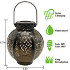 Cross-Border E-Commerce New Solar Wrought Iron Hanging Lamp Outdoor Garden Lamp Waterproof Villa Decoration Chandelier Landscape Lantern