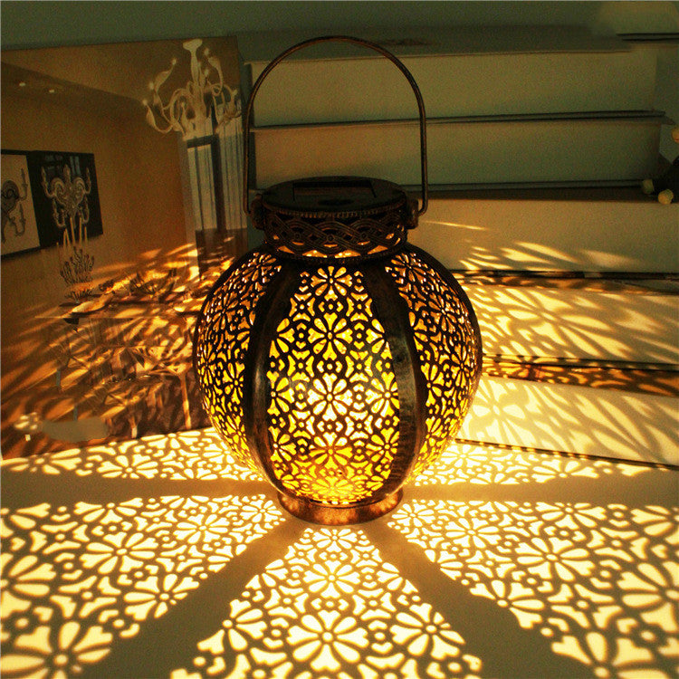 Cross-Border E-Commerce New Solar Wrought Iron Hanging Lamp Outdoor Garden Lamp Waterproof Villa Decoration Chandelier Landscape Lantern — product image
