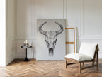 Western Bull Skull Line Art Print – Rustic Cowboy Wall Decor