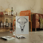 Western Bull Skull Line Art Print – Rustic Cowboy Wall Decor
