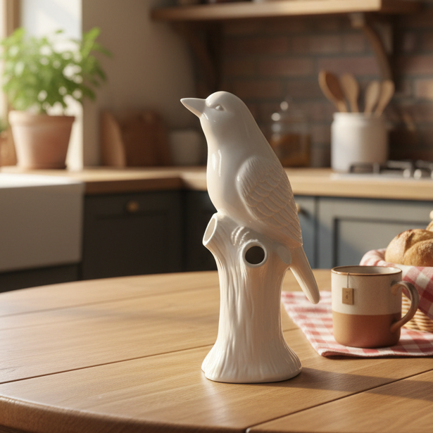 White Ceramic Bird Decorative Vase