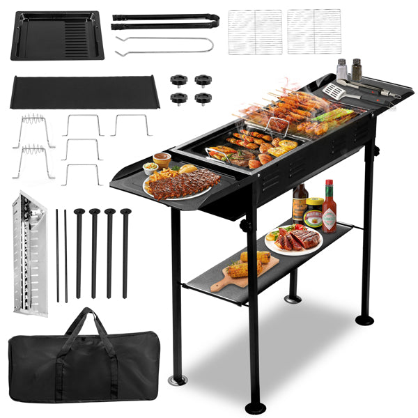 20.3x33x69.8cm Rectangular, Black, Iron, Barbecue Grill — product image