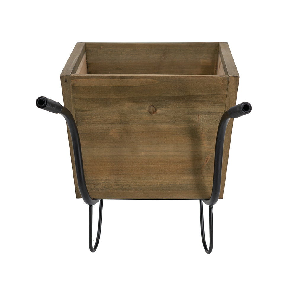 Farmhouse Wheelbarrow Planter with Flower Market Sign - Wood & Iron