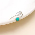 925 Silver Leaf and Turquoise Ring — product image