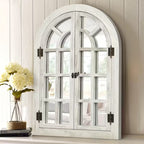 Arched Wood Frame Window Wall Mirror Farmhouse Decor
