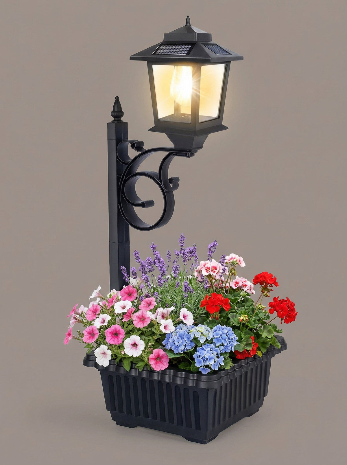 Solar Lamp Post with Flower Pot – Outdoor Garden & Patio Light – Multi Pack — product image