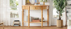Farmhouse Half Moon Console Table with Drawer & Shelf - Rustic Finish
