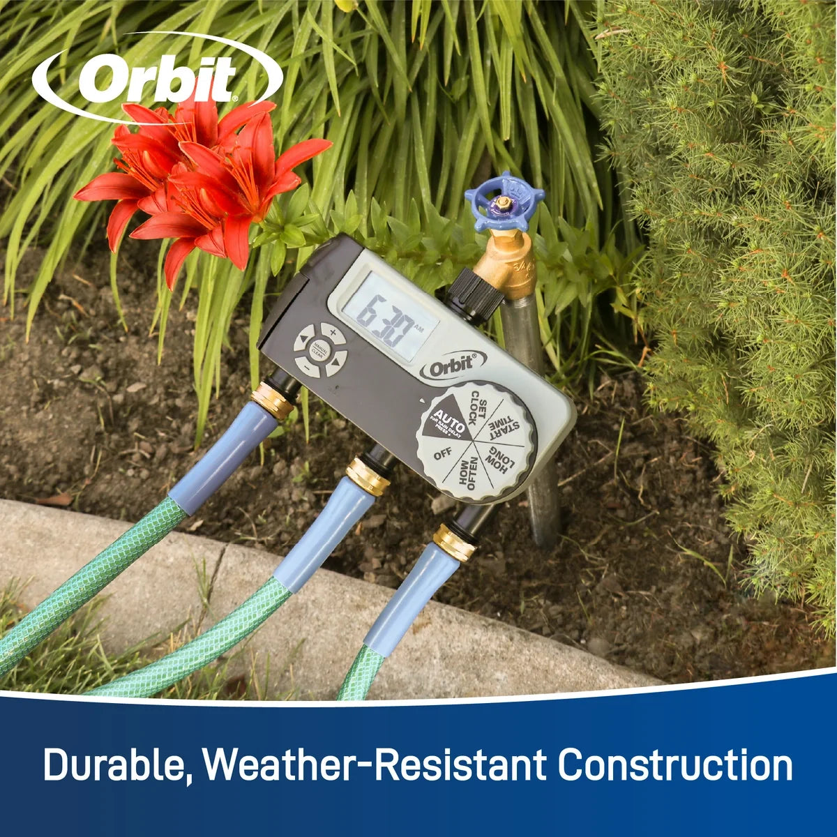 Orbit 3-Outlet Hose Faucet Timer – Two Programmable Outlets (56233D)