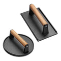 2-Pieces: Cast Iron Grill Press Pre-Seasoned Steak Weights Smash Burger Press — product image