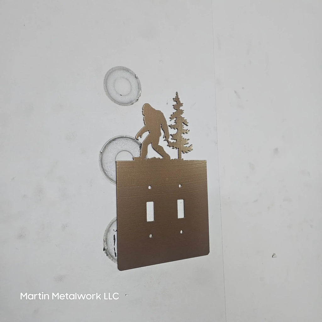 Bigfoot Metal Light Switch Cover – Forest Creature Plate – Powder Coated Steel (Single/Double Gang or Rocker) – Rustic Cabin & Garage Decor