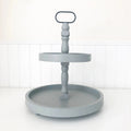 Foundations Decor Farmhouse Gray Round Tiered Tray – 15"