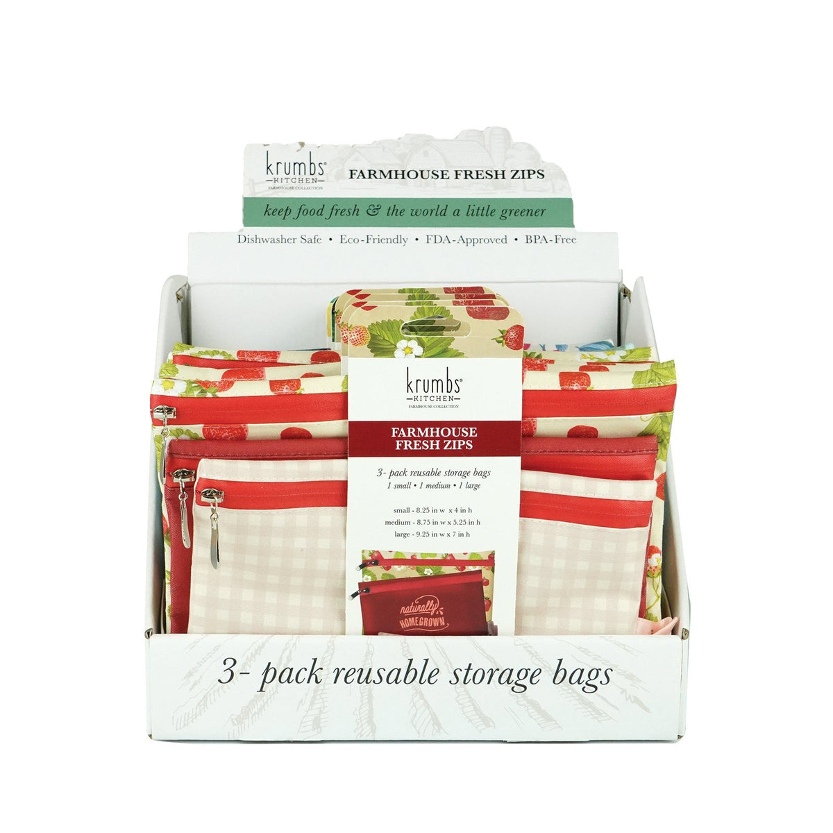 Krumbs Kitchen® Farmhouse Fresh Zips Reusable Storage Bags (3-Pack) - Naturally Home Grown