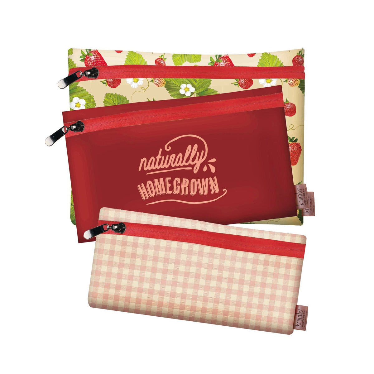 Krumbs Kitchen® Farmhouse Fresh Zips Reusable Storage Bags (3-Pack) - Naturally Home Grown — product image