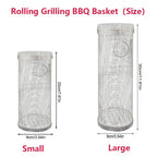 20cm/30cm BBQ Basket Stainless Cylindrical Rolling Grilling Baskets Portable Barbecue Rack For Grill For Fish Shrimp Meat Fries BBQ Grill Basket Rolling Grilling Basket Stainless Steel Grill Mesh Barbeque Grill Accessories