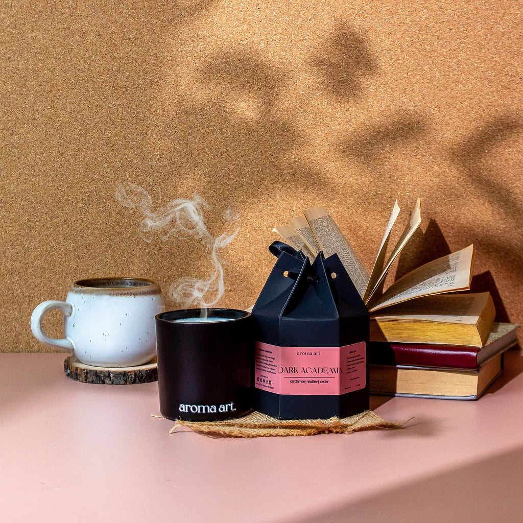 Dark Academia Candle | Cardamom ~ Leather ~ Cedar | Wood Wick Candle — product photo 3