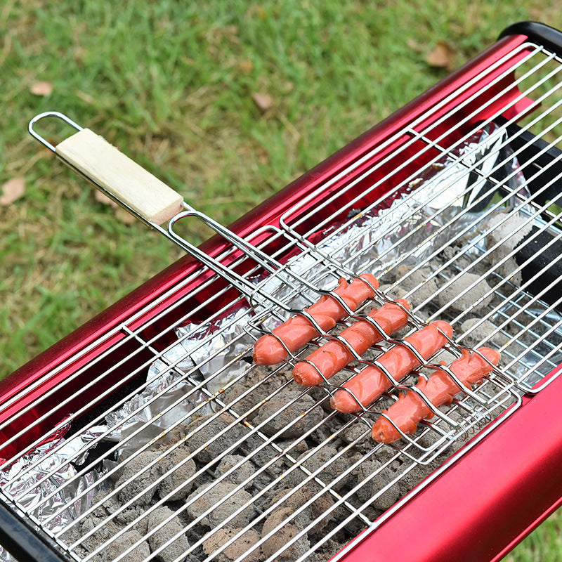 Outdoor Grilling Tools Wooden Handle Clip Rack — product image