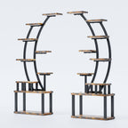 9 Tiered Indoor Plant Stand with 5 Adjustable Grow Lights - Light Brown