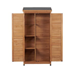 Outdoor Storage Shed with Vertical Tool Cabinet - Solid Wood, Dark Gray or Light Brown