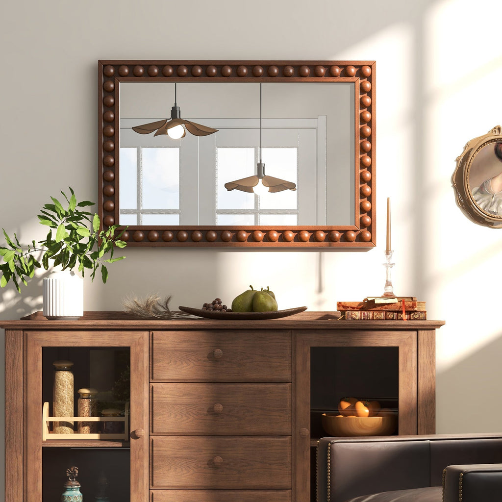 24 x 36 Inches Rustic Wall Mirror with Solid Wood Frame for Living Room Bedroom — product image