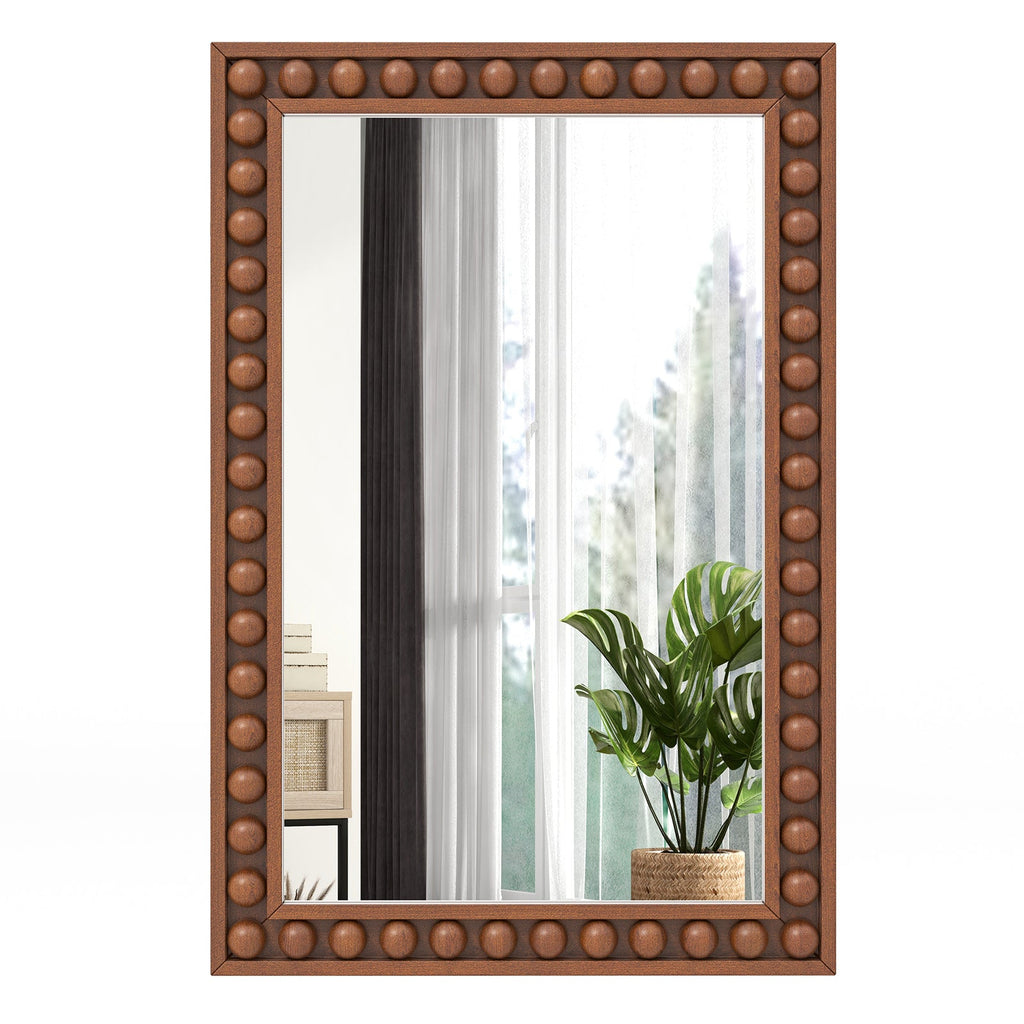 24 x 36 Inches Rustic Wall Mirror with Solid Wood Frame for Living Room Bedroom