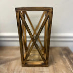 Wooden Lantern With Glass Votive Hold - Set of 2