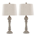Farmhouse Poly Table Lamp Set with Spindle Base - Gray or White — product image