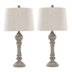 Farmhouse Poly Table Lamp Set with Spindle Base - Gray or White — product image