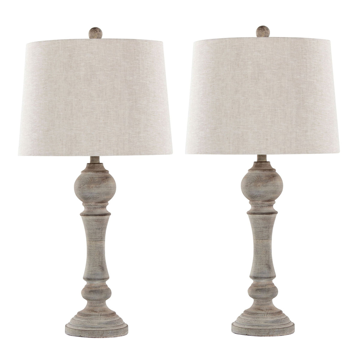 Farmhouse Poly Table Lamp Set with Spindle Base - Gray or White — product image