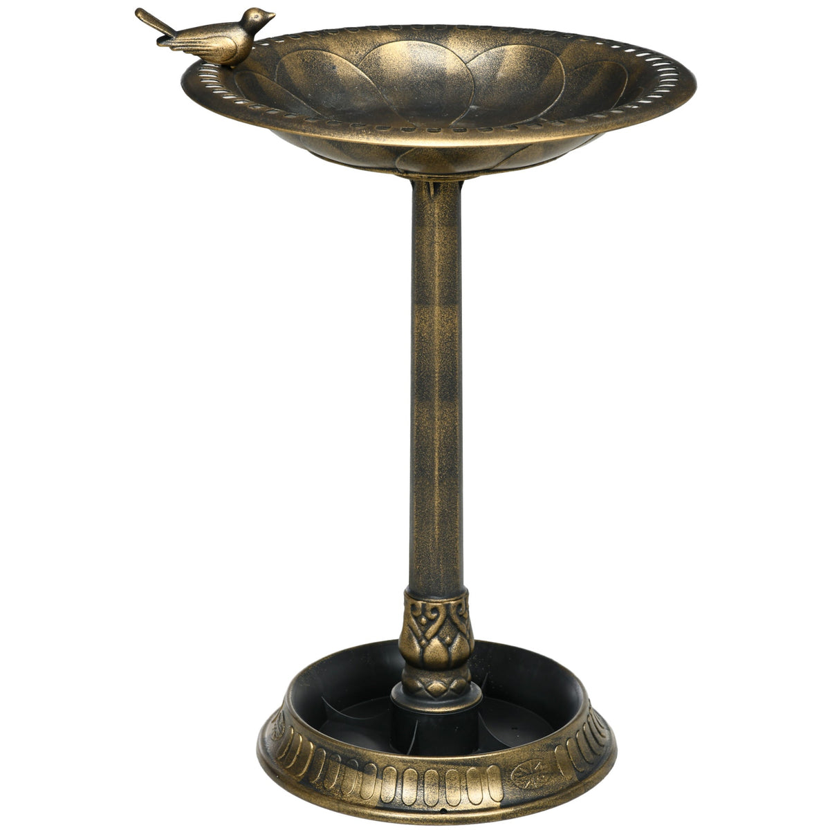 Resin Bird Bath Antique Bronze with Planter 28.25 Inch