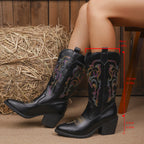 Women's Embroidered Mid-Calf Cowboy Boots – Pointed Toe