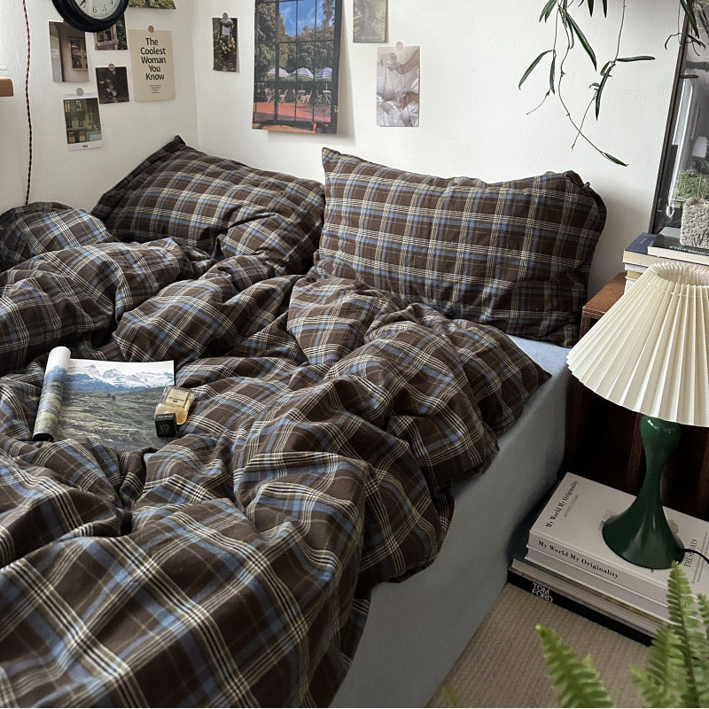 Preppy Plaid Brown Bedding Set