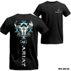 Ariat Western Bull Skull T-Shirt - Tribal Graphic with Turquoise Accents, Rodeo Style Gift Tee