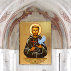 Saint Francis Wooden Gold Plated Religious Christian Sacred Icon - Inspirational Icon Decor - 85024