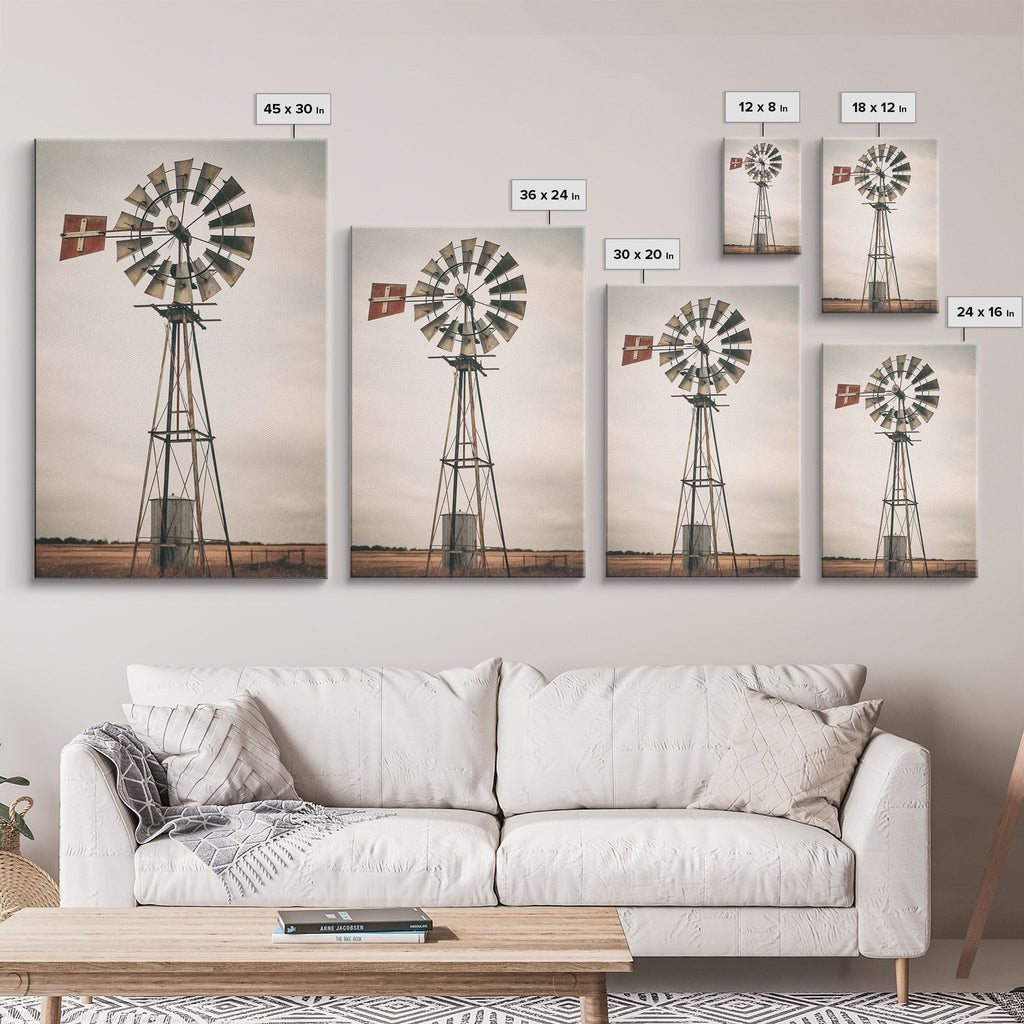 Rustic Farmhouse Home Decor, Windmill Photography Photo Print Art, Rustic Industrial Farmhouse Wall Art Picture, Country Landscape Picture
