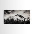 Mountain Landscape, Black and White, Framed Canvas Print, Nature Wall Art, Rustic Home Decor, Modern Farmhouse, Large Wall Art