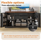 63" Farmhouse Barn Door Storage Cabinet with Drawers - Rustic MDF Sideboard