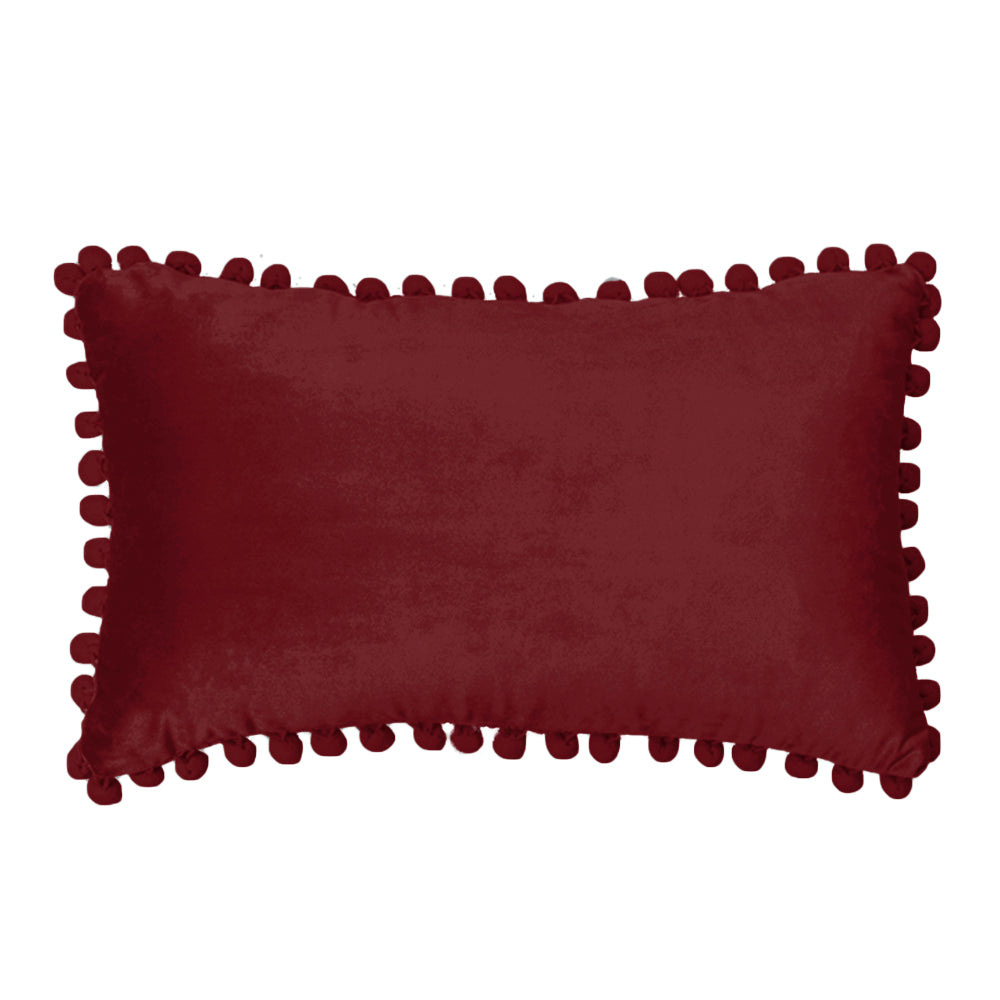 Rectangular Pompoms Throw Pillow cover and 330g insert size 12"x20" lumbar pillow, Dark Green, 12X20 – Fancy & Stacy