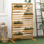 Wooden Plant Trellis Stand with 5 Planter Boxes - Natural Fir