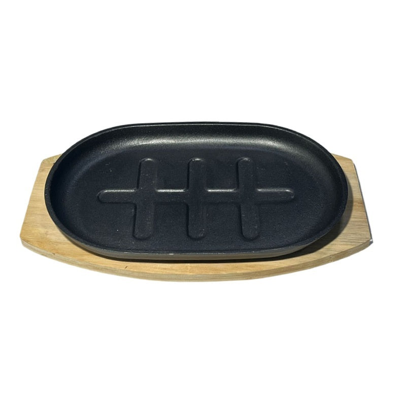 Cast Iron Griddle Generous Size Teppanyaki Oblong Steak Frying Pan Oval Cast Iron Teppanyaki Plate