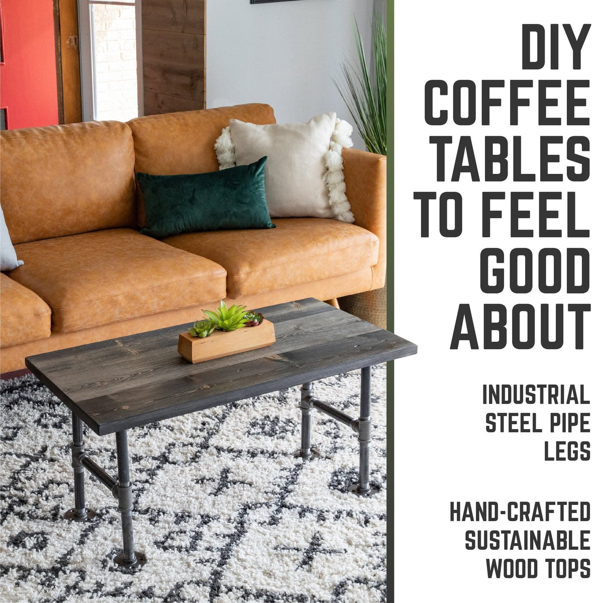 RESTORE Boulder Black Solid Wood Coffee Table