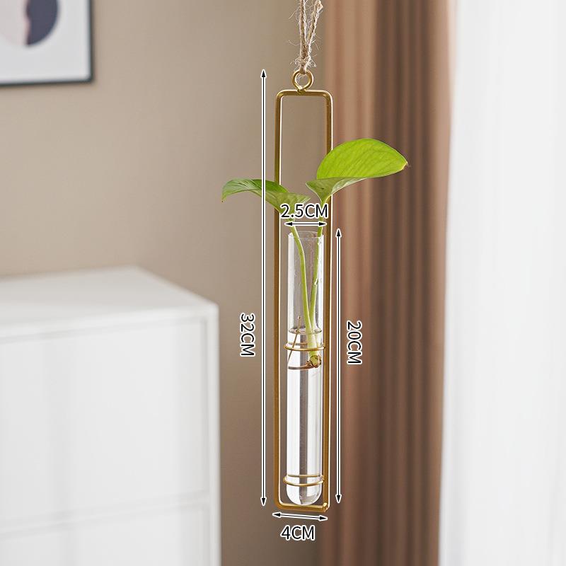 Scandinavian Glass Propagation Vase with Iron Frame