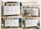 Vintage Distressed Sideboard Buffet Cabinet with Ample Storage - Distressed White