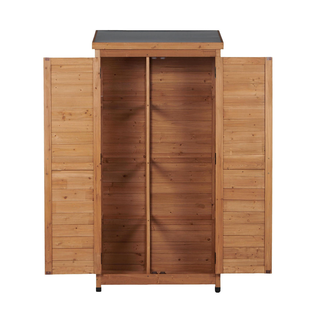Outdoor Storage Shed with Vertical Tool Cabinet - Solid Wood, Dark Gray or Light Brown