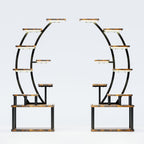 9 Tiered Indoor Plant Stand with 5 Adjustable Grow Lights - Light Brown