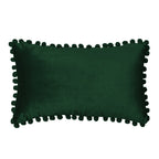 Rectangular Pompoms Throw Pillow cover and 330g insert size 12"x20" lumbar pillow, Dark Green, 12X20 – Fancy & Stacy — product image