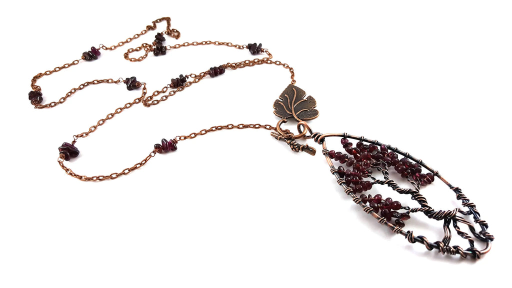 Garnet Tree of Life Pendant Necklace – Copper